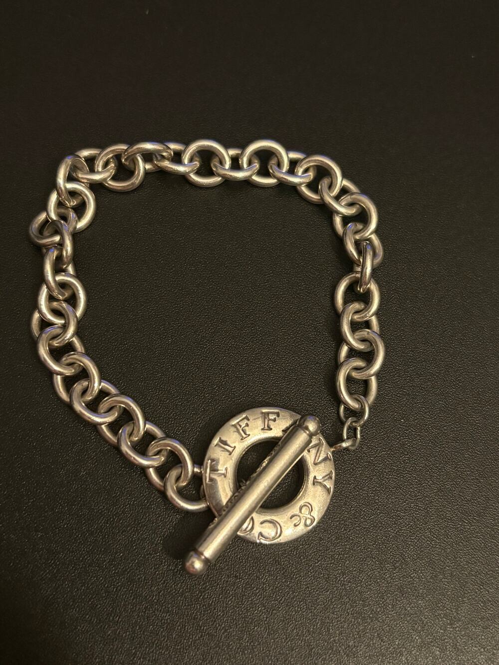 Vintage Authentic Tiffany & Co Sterling 925 Toggle Bracelet 6.75” 25g COA